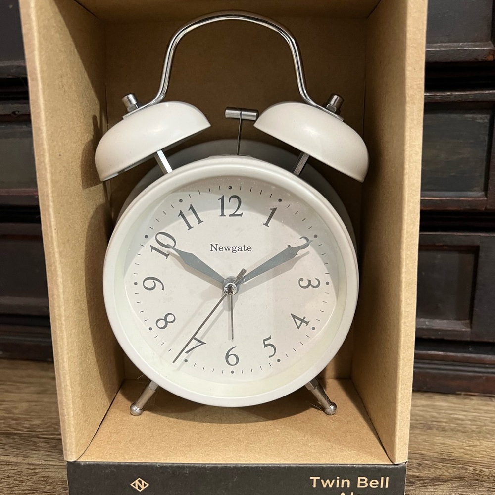 Cream Retro Wall Clock with Twin Bells
